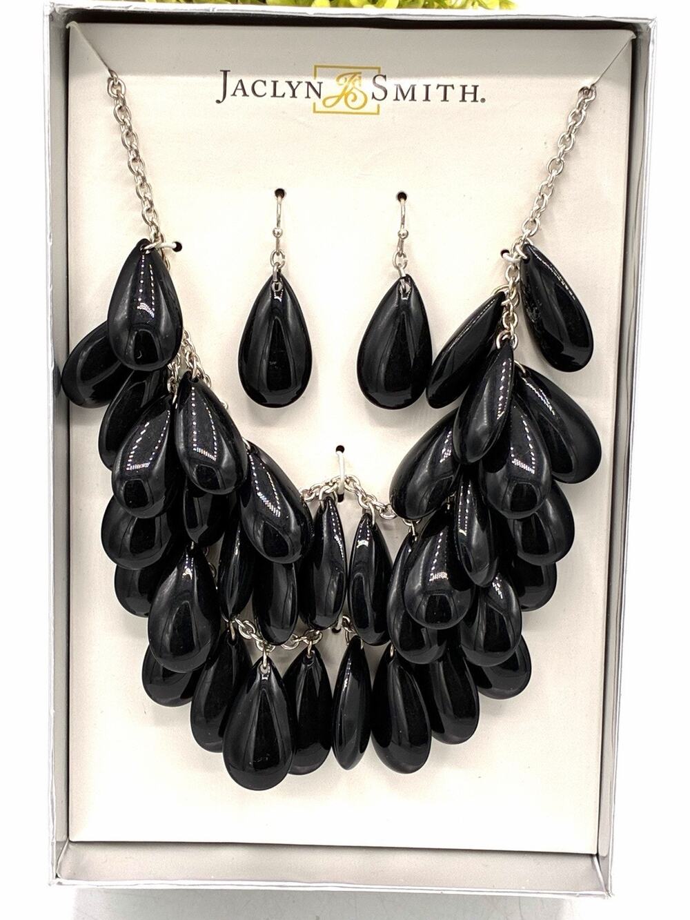 Jaclyn Smith Necklace Earrings Set Black Teardrop Statement Jewelry Kmart